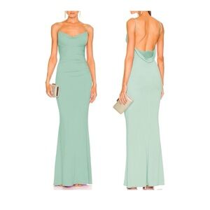 New Women Medium Capuffy Women Drape Neck Formal Maxi Dresses Lace Backless